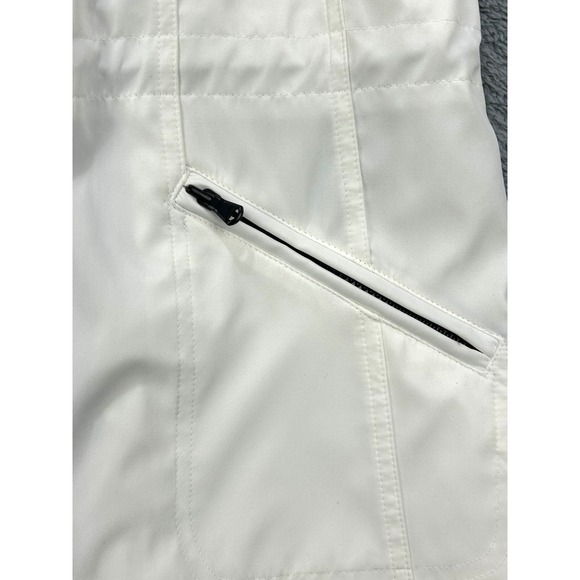 Guess Coat Rain Jacket Women Large Ivory Hooded‎ Pockets Sleek NWOT - Picture 9 of 13